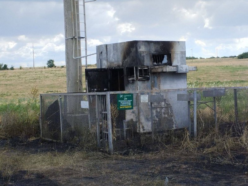 Damage to radiation control post of the Zaporizhzhia NPP in Velika Znamenka, Zaporizhzhia region as result of shelling
