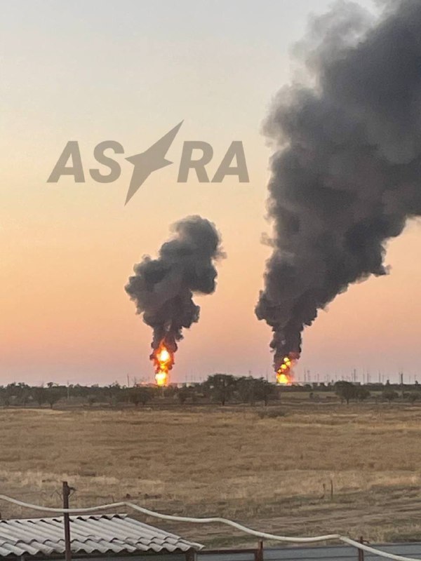 Oil depot caught fire as result of drones attack in Proletarsk of Rostov region