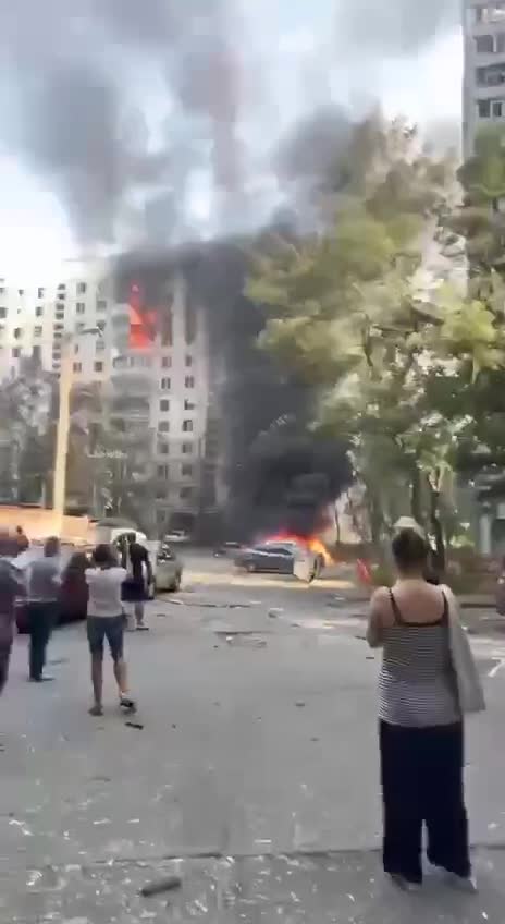 At least 28 wounded as result of Russian airstrikes in Kharkiv. Head of the office of President of Ukraine published the video of residential house on fire