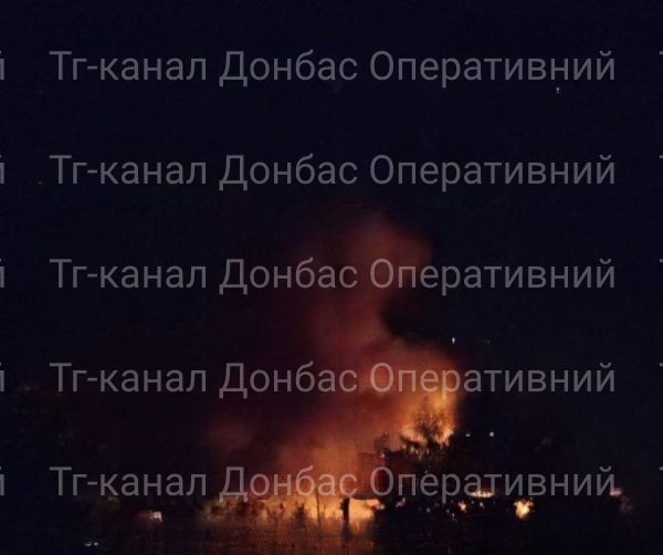 Fire after bombardment in Kostiantynivka