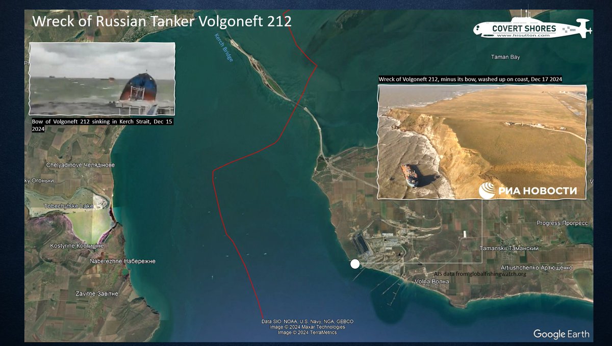 Олупина погођеног руског танкера изгубљеног у Црном мору пре неколико дана посматрана на руској обали