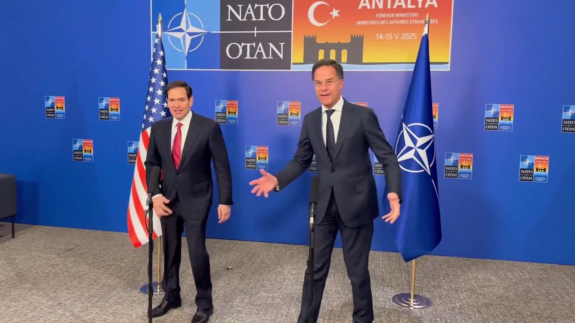 The big issue on everyone’s mind is what’s happening in Russia-Ukraine,” @SecRubio says as NATO top diplomats’ Antalya ministerial kicks off with Rubio-Rutte warm words