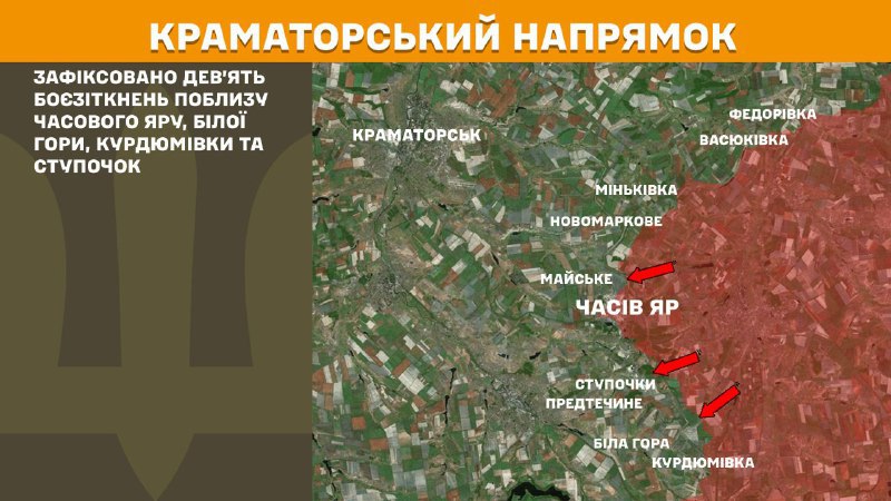 At Kramatorsk direction clashes yesterday near  Chasiv Yar, Bila Hora, Kurdumivka and Stupochky, - General Staff of Armed Forces of Ukraine reports