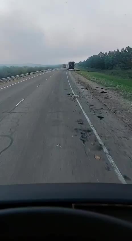 A truck with drones set to attack Ukrainka airbase in Amur region caught fire