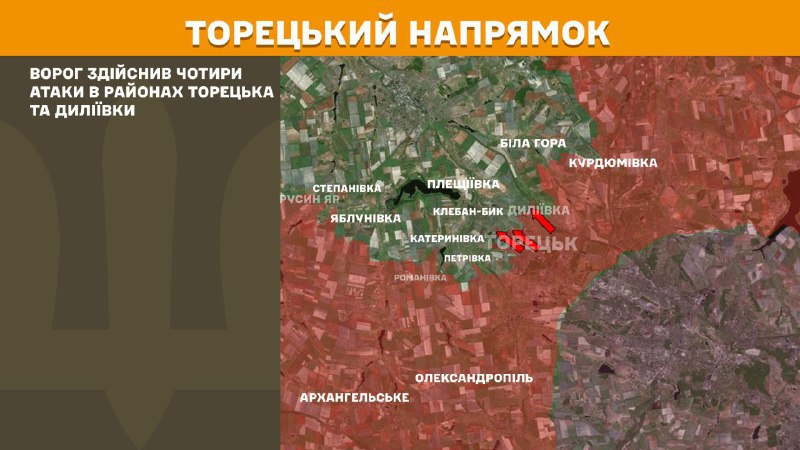 At Toretsk direction clashes yesterday near Toretsk and Dyliyivka, - General Staff of Armed Forces of Ukraine reports