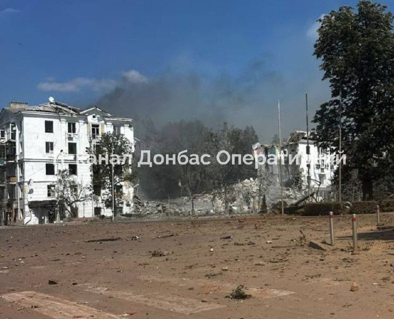 Residential house has been destroyed as result of an airstrike in Kramatorsk