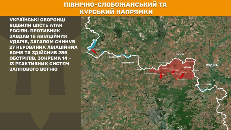 At Kursk and North Slobozhansky(Sumy) direction Ukrainian forces have repelled 6 Russian army assaults, - General Staff of Armed Forces of Ukraine reports