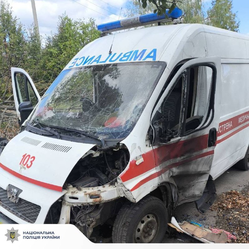 2 wounded as result of FPV drone strike on the ambulance in Kupiansk district of Kharkiv region
