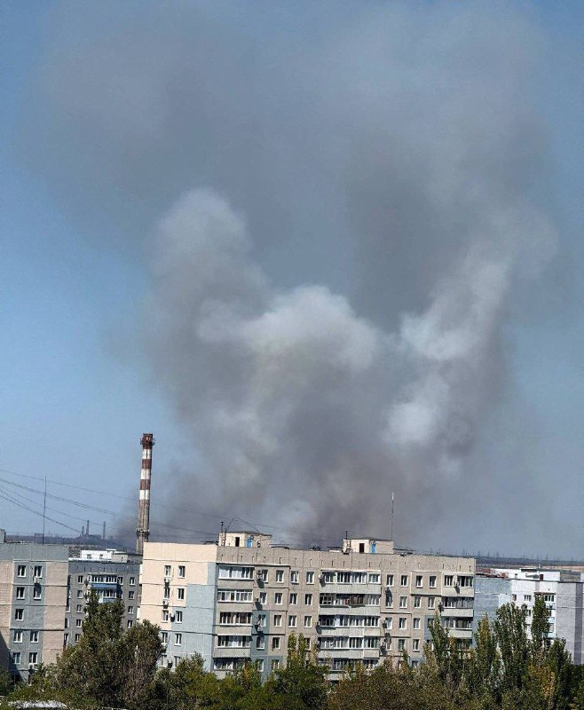 Big column of smoke is rising near Mariupol