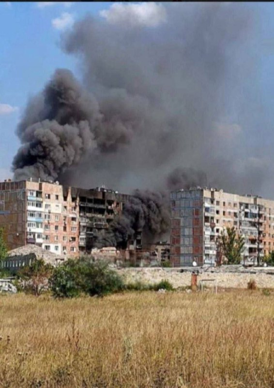 Residential house was partially destroyed as result of Russian bombardment in Myrnohrad