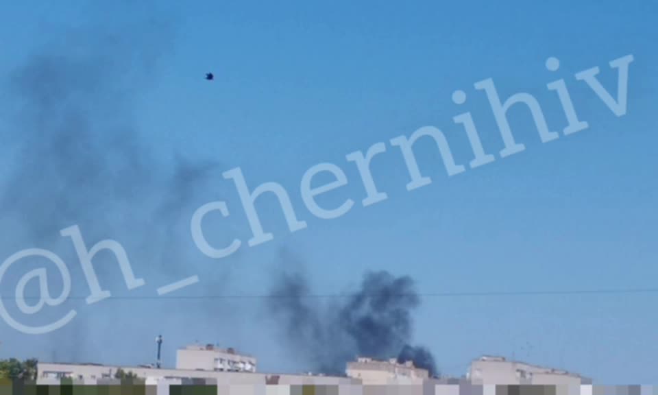 Fire in Chernihiv after drone strike