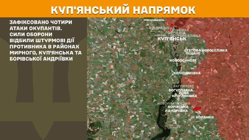 At Kupyansk direction clashes yesterday near Myrne, Kupyansk and Borivska Andriyivka, - General Staff of Armed Forces of Ukraine reports