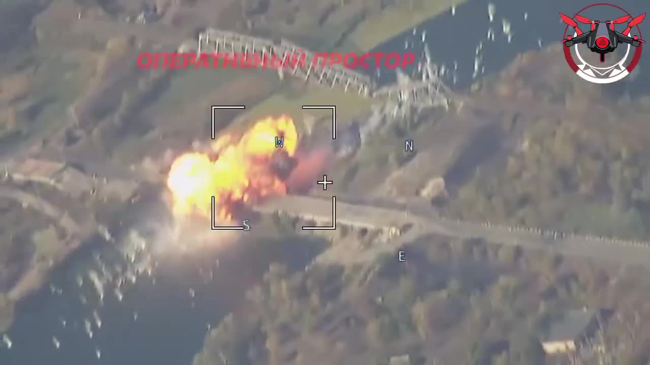 Russian air strike at the bridge over Siverskiy Donets river near Raihorodok