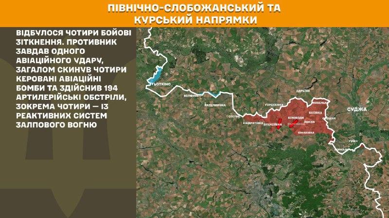 At Kursk and North Slobozhansky(Sumy) direction Ukrainian forces have repelled 4 Russian army assaults, - General Staff of Armed Forces of Ukraine reports
