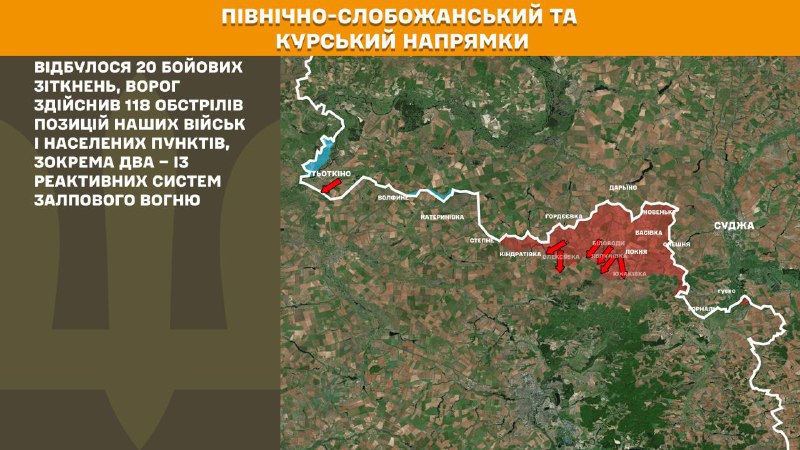 At Kursk and North Slobozhansky(Sumy) direction Ukrainian forces have repelled 20 Russian army assaults, - General Staff of Armed Forces of Ukraine reports