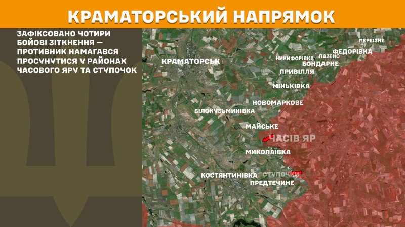 At Kramatorsk direction clashes yesterday near Chasiv Yar and Stupochky, - General Staff of Armed Forces of Ukraine reports
