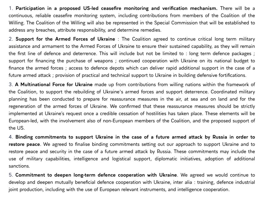 Starmer et Macron se sont engagés à intervenir dès la conclusion d'un accord de paix en Ukraine. Des troupes britanniques seront déployées sur le terrain en Ukraine. Des bases militaires seront établies dans le pays. Les Britanniques promettent d'agir en cas de nouvelle attaque russe.