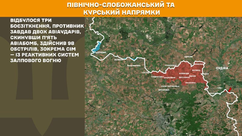 Dans la direction de Koursk et de Slobozhansky Nord (Sumy), les forces ukrainiennes ont repoussé trois assauts de l'armée russe, rapporte l'état-major général des forces armées ukrainiennes.