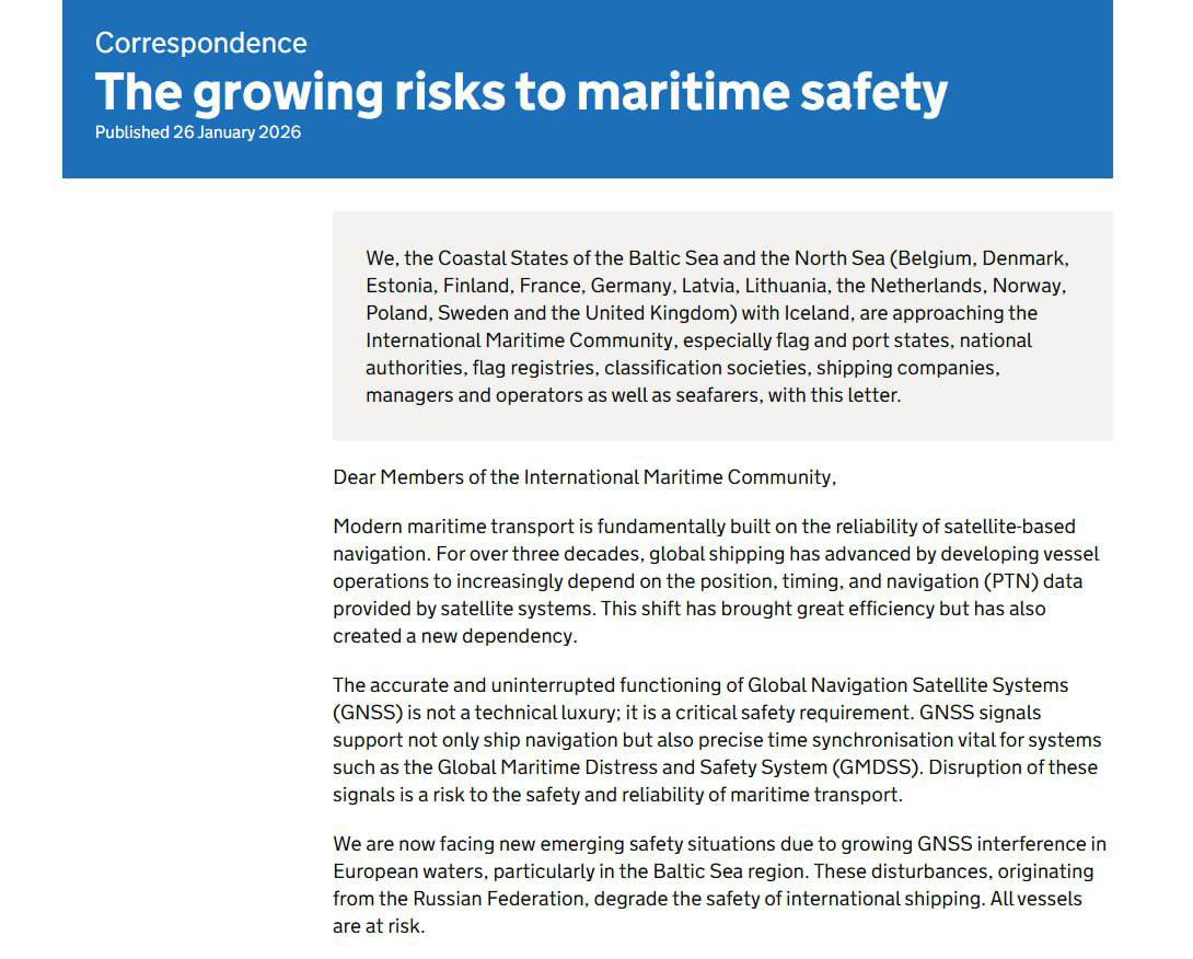 据英国政府发布的一份联合声明，14个欧洲国家宣布将对俄罗斯所谓的影子舰队关闭波罗的海。这些国家警告称，任何通过更换船旗、关闭应答器或无证经营等方式隐瞒其来源的油轮，都将被视为无国籍船舶。此类船舶可能被扣押，且无需承担任何法律风险。声明还指控俄罗斯蓄意干扰卫星导航系统，严重威胁海上安全，并阻碍事故发生后的救援行动。签署该声明的国家包括比利时、丹麦、爱沙尼亚、芬兰、法国、德国、冰岛、拉脱维亚、立陶宛、荷兰、挪威、波兰、瑞典和英国。