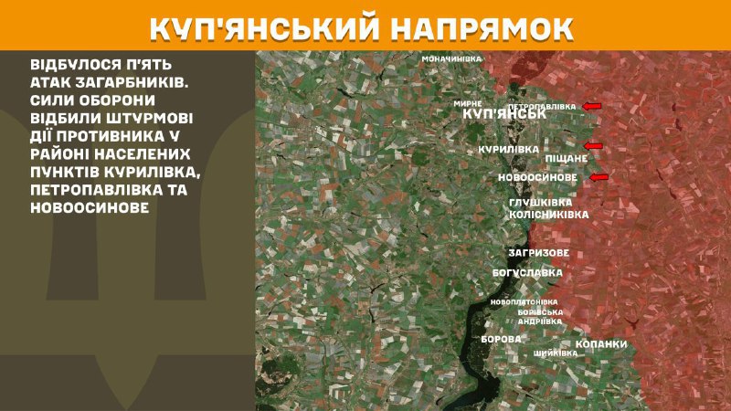 Des affrontements ont eu lieu hier dans la direction de Kupyansk, près de Kurylivka, Petropavlivka et Novoosynove, selon l'état-major général des forces armées ukrainiennes.