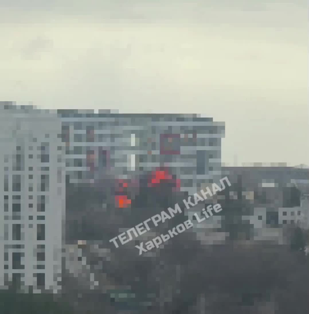 Удар беспилотника в Харькове
