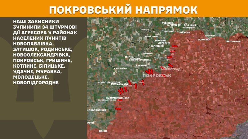 Wczoraj w kierunku Pokrowska doszło do starć w okolicach Nowopawłówki, Zatyszoka, Rodyńskiego, Nowooleksandrivki, Pokrowska, Hryszynego, Kotłynego, Biłyckiego, Udachnego, Murawki, Mołodeckiego, Nowopidhorodnia – podaje Sztab Generalny Sił Zbrojnych Ukrainy.