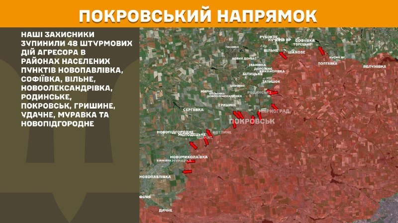 Wczoraj w kierunku Pokrowska doszło do starć w okolicach Nowopawłówki, Sofijiwki, Wilna, Nowooleksandrivki, Rodynskego, Pokrowska, Hryszynego, Udachnego, Murawki i Nowopidhorodnia – podaje Sztab Generalny Sił Zbrojnych Ukrainy.