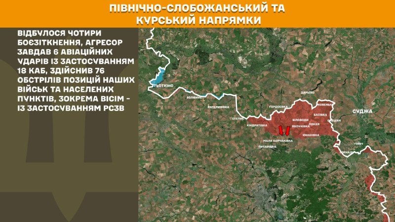 Dans la direction de Koursk et de Slobozhansky Nord (Sumy), les forces ukrainiennes ont repoussé quatre assauts de l'armée russe, rapporte l'état-major général des forces armées ukrainiennes.