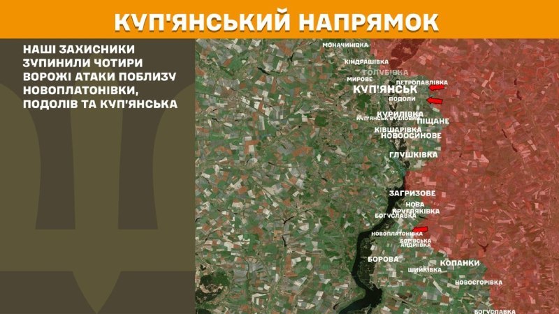 Des affrontements ont eu lieu hier dans la direction de Kupyansk, près de Novoplatonivka, Podoly et Kupyansk, selon l'état-major général des forces armées ukrainiennes.