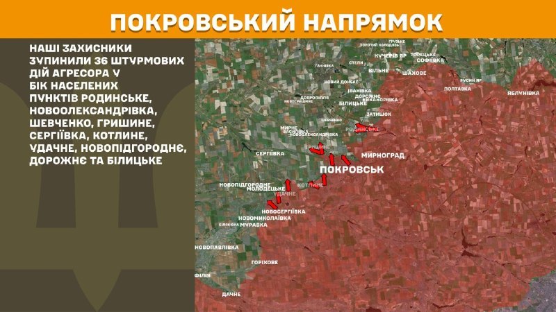 Hier, dans la direction de Pokrovsk, des affrontements se sont produits près de Rodynske, Novooleksandrivka, Shevchenko, Hryshyne, Serhiyivka, Kotlyne, Udachne, Novopidhorodnye, Dorozhnye et Bilytske, - rapporte l'état-major général des forces armées d'Ukraine.
