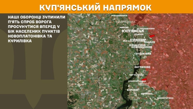 Des affrontements ont eu lieu hier dans la direction de Kupyansk, près de Novoplatonivka et Kurylivka, selon l'état-major général des forces armées ukrainiennes.