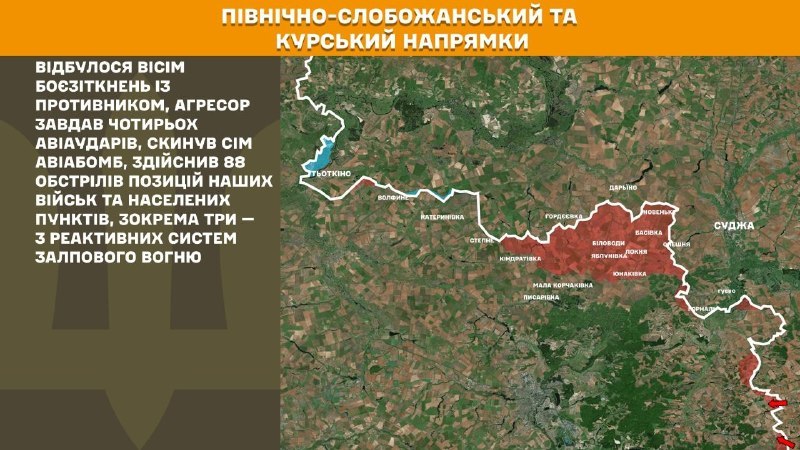 На Курском и Северо-Слобожанском (Сумском) направлениях украинские войска отразили 8 атак российских войск, - Генштаб ВСУ сообщает