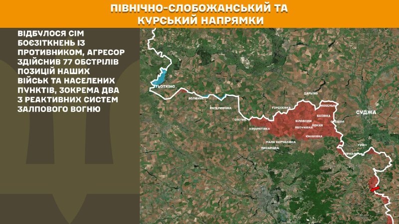 На Курском и Северо-Слобожанском (Сумском) направлениях украинские войска отразили 7 атак российских войск, - сообщает Генштаб ВСУ
