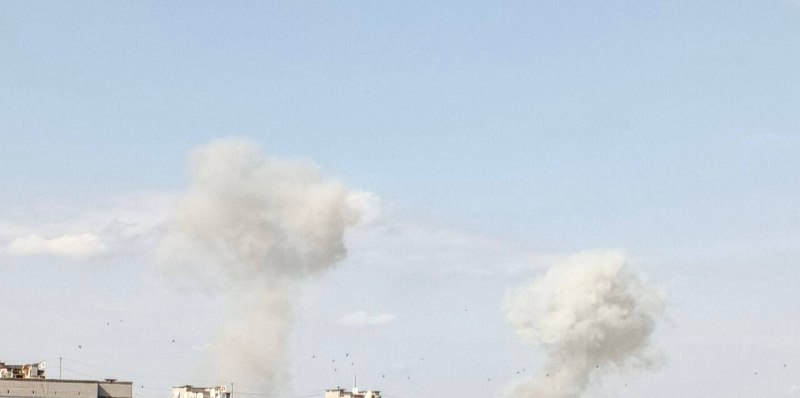 Smoke is rising in Dnipro city after drones strikes