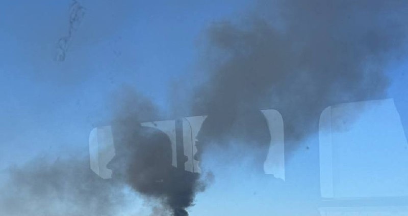 Smoke is rising in Dnipro city as result of missile strike